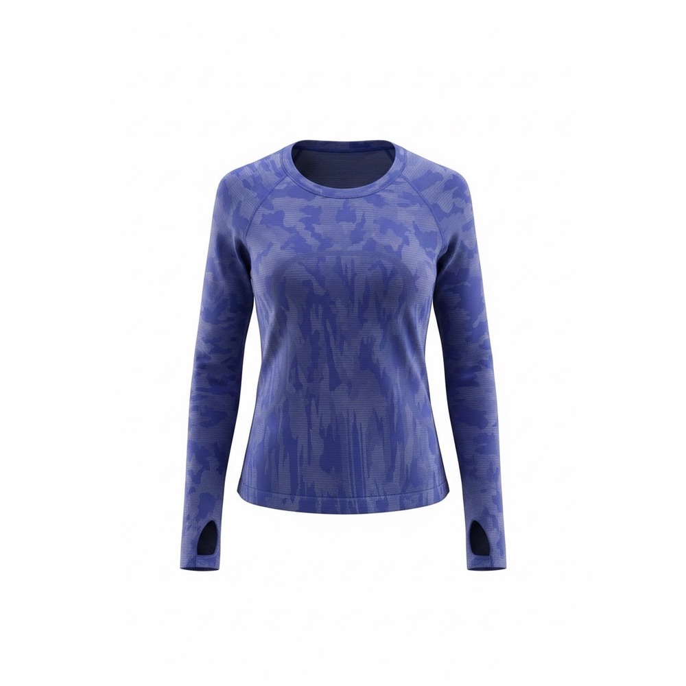 Lululemon Swiftly Tech Long-Sleeve 2.0 Waist Camo Wild Indigo White Opal, Size 6